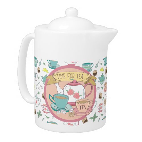Time for Tea Vintage English Tea Cups Tea Shoppe Teapot