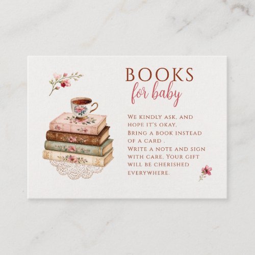 Time for tea vintage floral  teacup books for baby enclosure card
