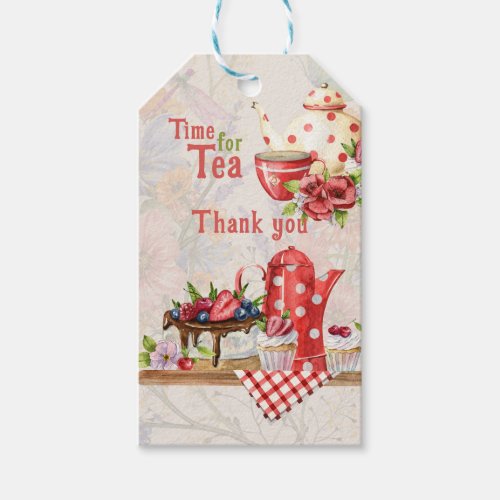 Time for Tea Vintage Retro Afternoon Tea Party Gift Tags