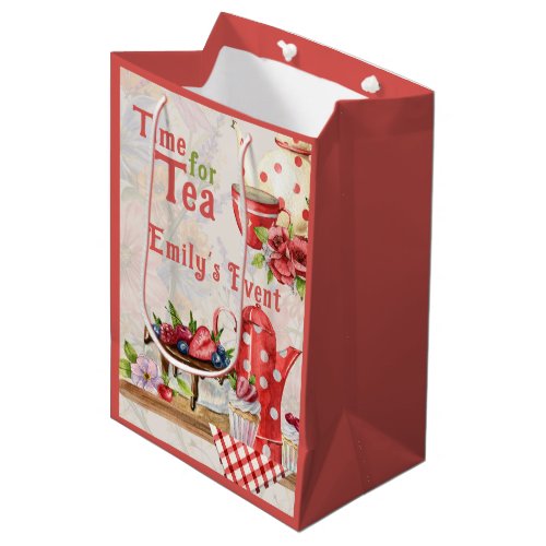 Time for Tea Vintage Retro Afternoon Tea Party Medium Gift Bag