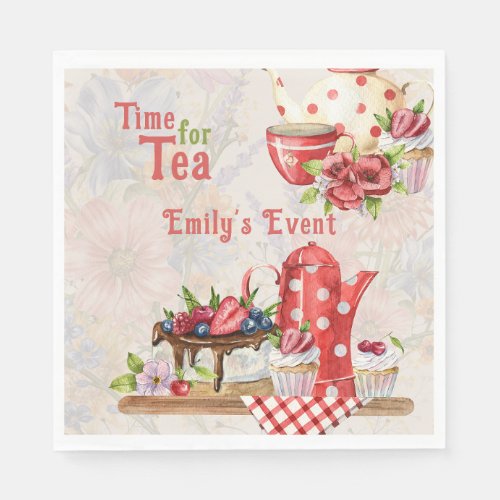 Time for Tea Vintage Retro Afternoon Tea Party Napkins