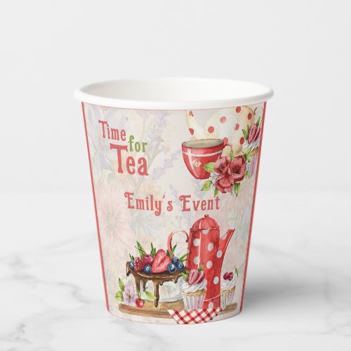 Time for Tea Vintage Retro Afternoon Tea Party Paper Cups