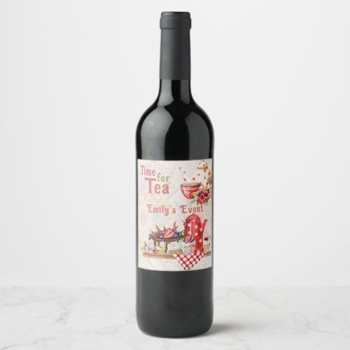 Time for Tea Vintage Retro Afternoon Tea Party Wine Label