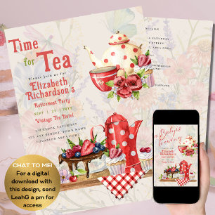 Time for Tea Vintage Tea Party Retirement Retro Flyer