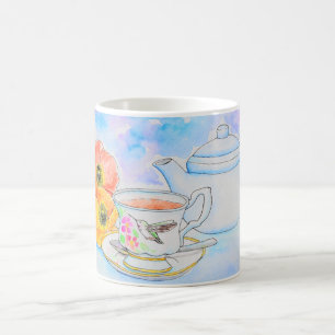 Time for Tea Watercolor Painting Coffee Mug