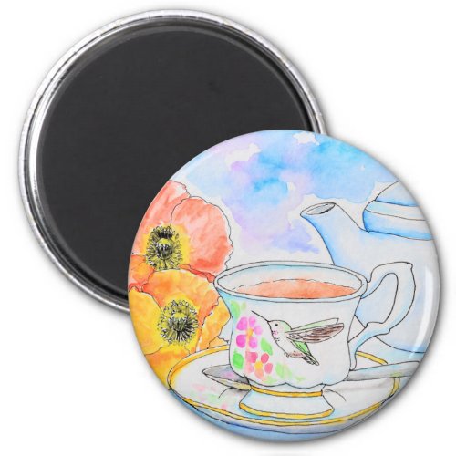 Time for Tea Watercolor Painting Magnet