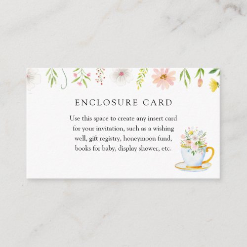 Time for Tea Whimsical Wildflower Enclosure Card