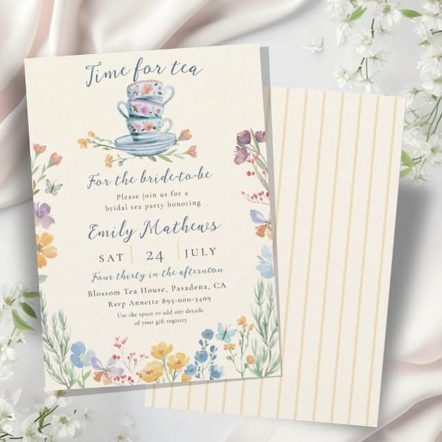 Time for Tea Wildflower Bridal Shower  Invitation (Creator Uploaded)