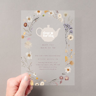 Time for Tea with Mom To Be Baby Shower Acrylic Invitations