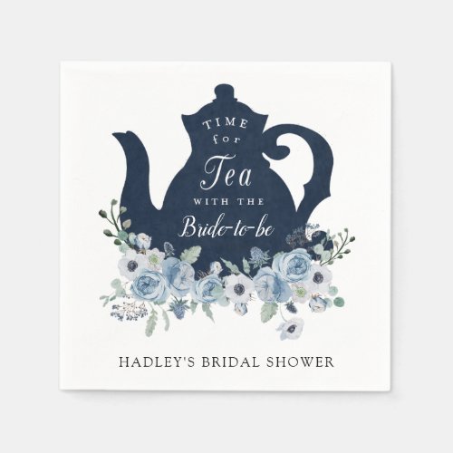 Time for Tea with the Bride to Be Blue Napkins