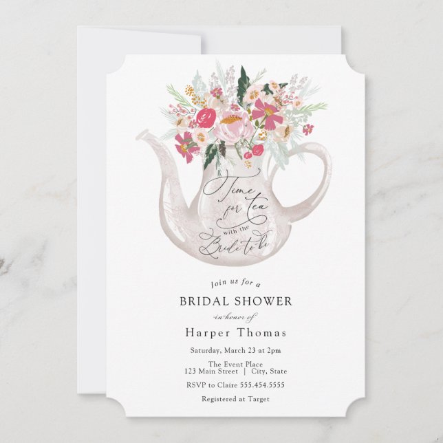 Time for Tea with the Bride-to-be Bridal Shower Invitation (Front)