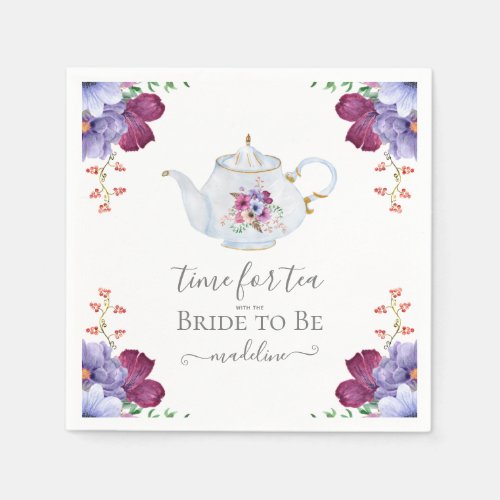 Time for Tea With the Bride To Be Bridal Shower  Napkins