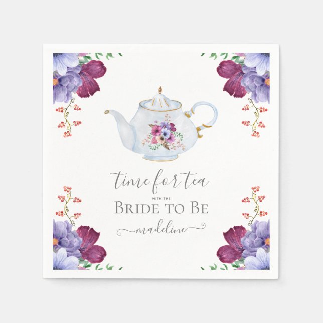 Time for Tea With the Bride To Be Bridal Shower  Napkins (Front)