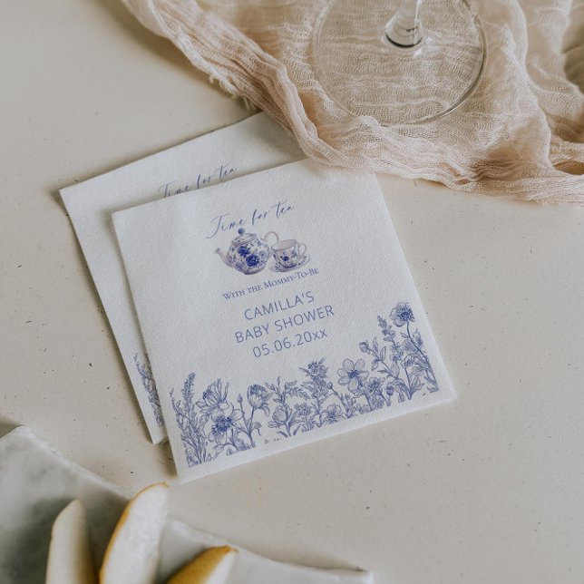 Time For Tea With The Mommy To Be Toile Shower Napkins (Creator Uploaded)