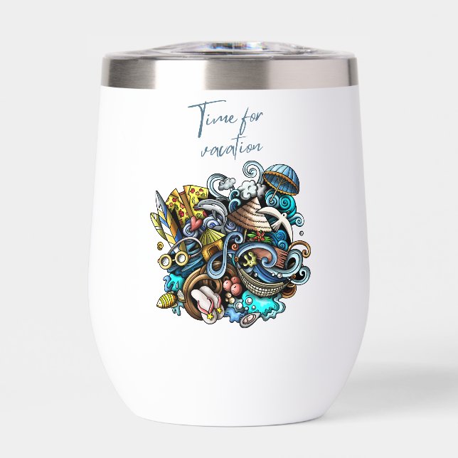 time for vacation thermal wine tumbler (Front)