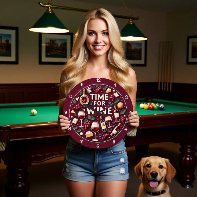 Time For Wine Fun Party Large Clock (Creator Uploaded)