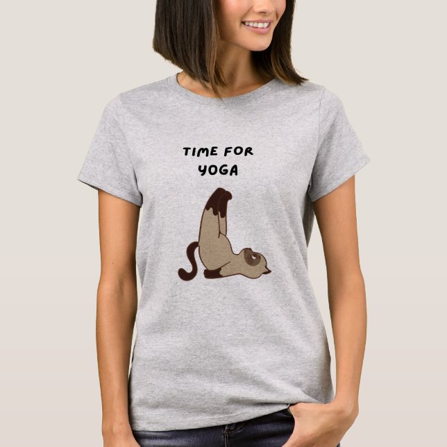 Time For Yoga! Cat Lover Shirt, Humorous Animal  T-Shirt (Front)