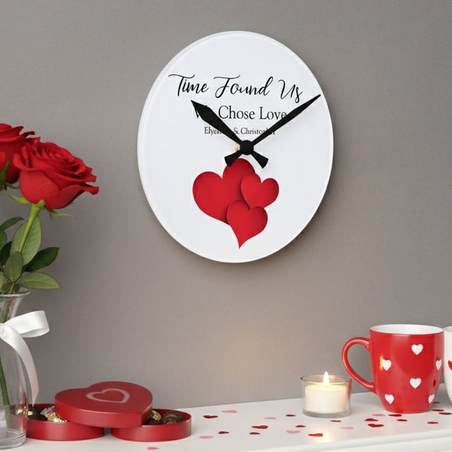 Time Found Us We Chose Love Valentine Quote Round Clock (Creator Uploaded)