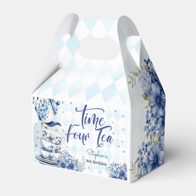 Time four tea, forth birthday for kids favor boxes (Front Side)