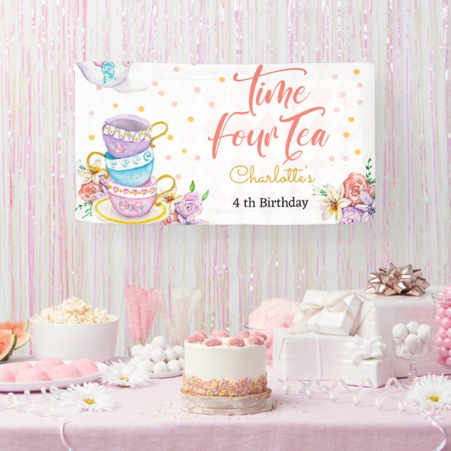 Time four tea, forth tea birthday banner (Party)