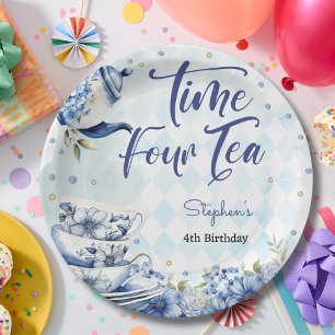 Time four tea, fourth birthday brunch for kids paper plates