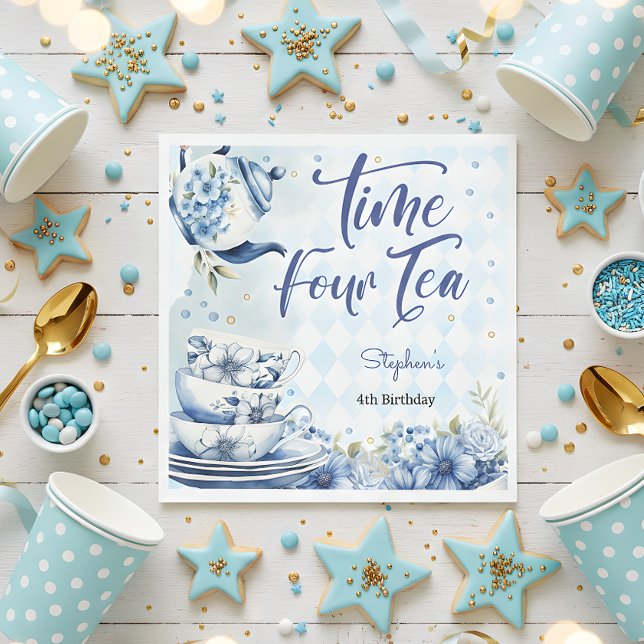 Time four tea, fourth birthday for kids napkins (Creator Uploaded)
