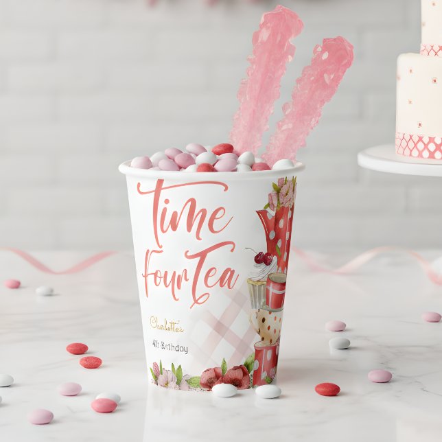 Time four tea, fourth birthday for kids paper cups (Creator Uploaded)