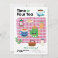Time Four Tea Invitation Time Four Tea - Fourth Birthday Party Invitation | Zazzle