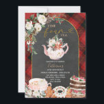 Time Four Tea Party Christmas Floral 4th Birthday Invitation<br><div class="desc">EDITABLE Time Four Tea Party Christmas Plaid 4th Birthday Invitation
Elegant Chalkboard White Floral Winter Christmas Birthday Tea Party
Red & Black Plaid Teapot Cakes Christmas Invite</div>