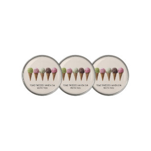 Time Freezes When I'm With You Ice Cream Cones Golf Ball Marker