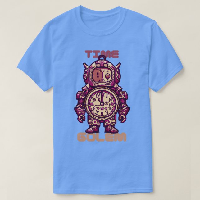 Time Golem Funny Surreal Steampunk Alarm Clock Rob T-Shirt (Design Front)