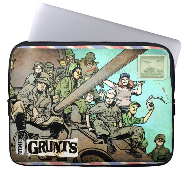Time Grunts postcard laptop sleeve (Front)
