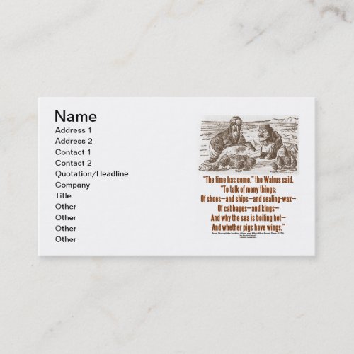 Time Has Come To Talk Of Many Things Wonderland Business Card