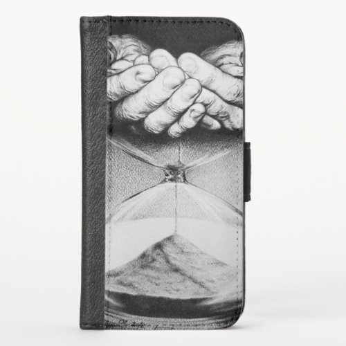 Time Hourglass hands Pencil drawing Surreal art iPhone X Wallet Case