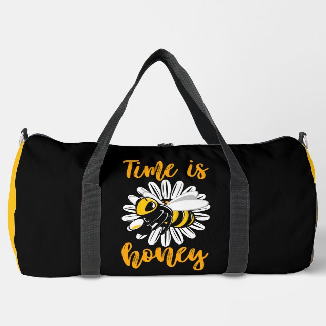 Time Is Honey Bee Flower  Duffle Bag (Front)