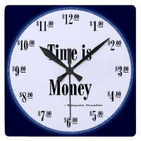 Time is Money Clock - Blue face w/Black text