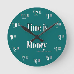 Time is Money Clock - White text on green