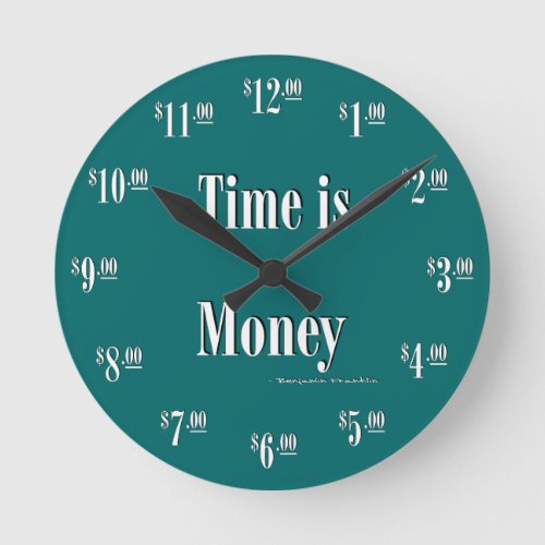 Time is Money Clock _ White text on green