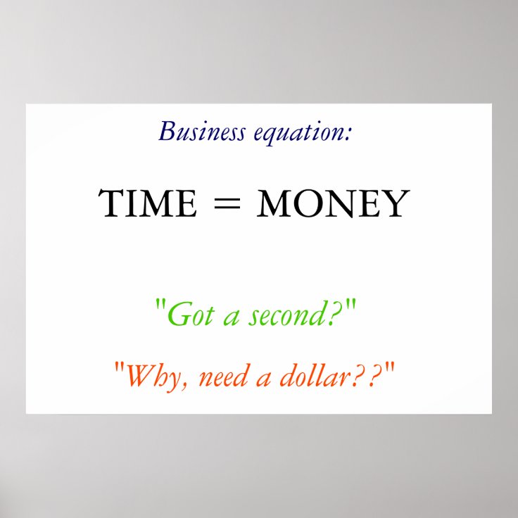 "Time is money" Poster Zazzle