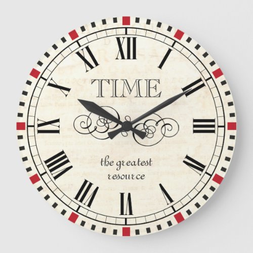 Time is the greatest resource vintage steampunk large clock