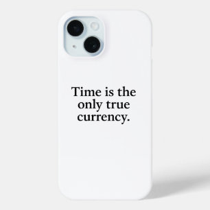 Time Is the Only True Currency – Minimalist Quote iPhone 15 Case