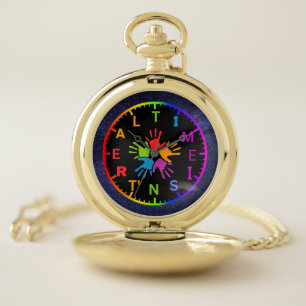 Time Isn't Real psychedelic/starry border Pocket Watch