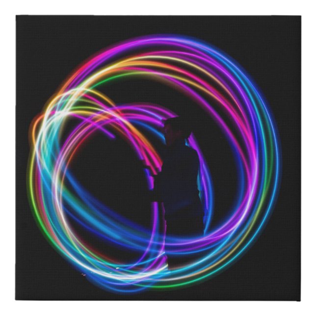 Time-lapse photography of lights faux canvas print (Front)