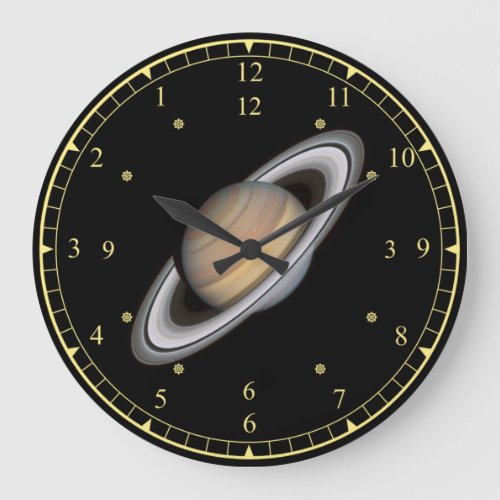 Time Machine  Beautiful Planet Saturn   Large Clock