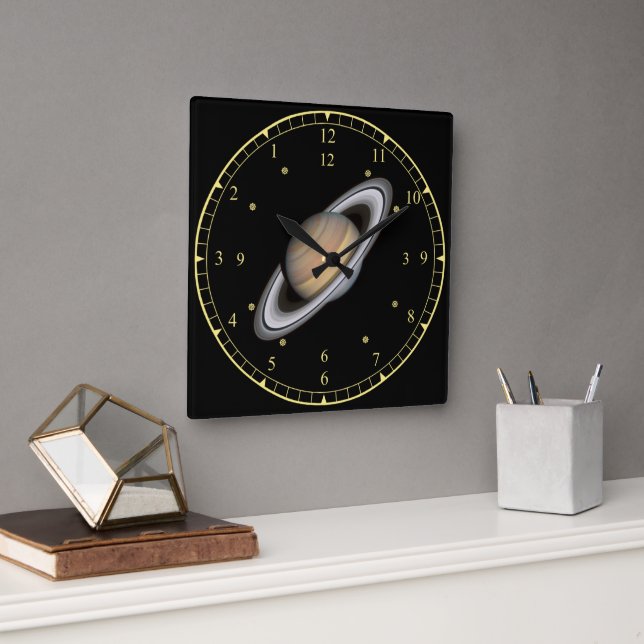 Time Machine ~ Beautiful Planet Saturn ~ Square Wall Clock | Zazzle