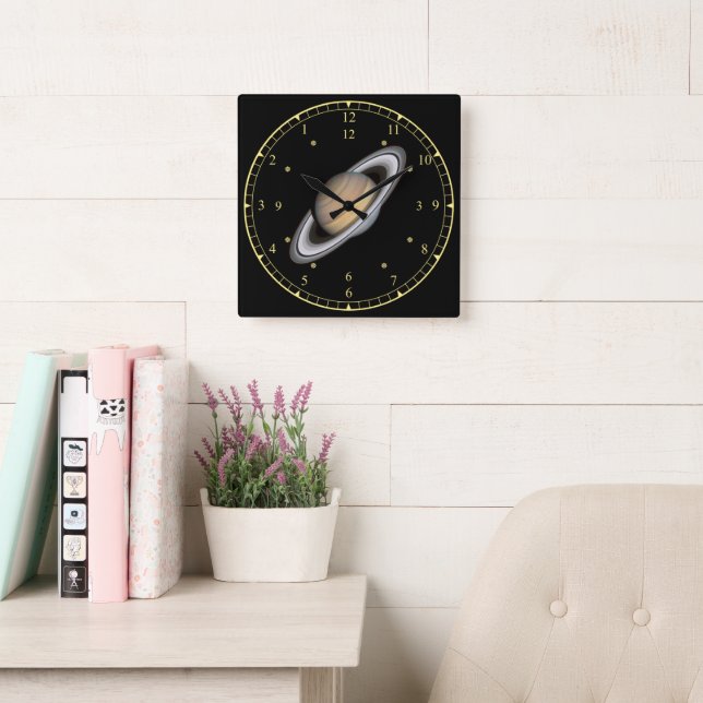 Time Machine ~ Beautiful Planet Saturn ~ Square Wall Clock | Zazzle