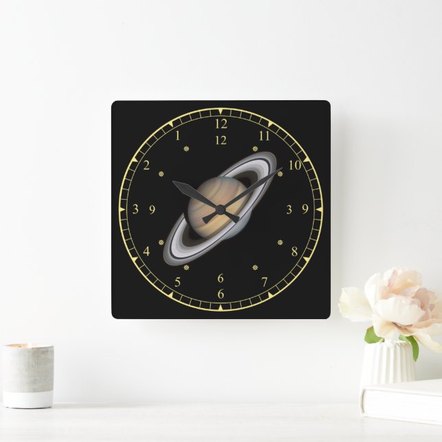 Time Machine ~ Beautiful Planet Saturn ~ Square Wall Clock | Zazzle