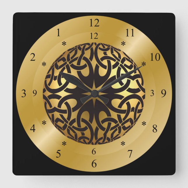 Time Machine Clock~Golden Black Hole~Time Travel Square Wall Clock (Front)