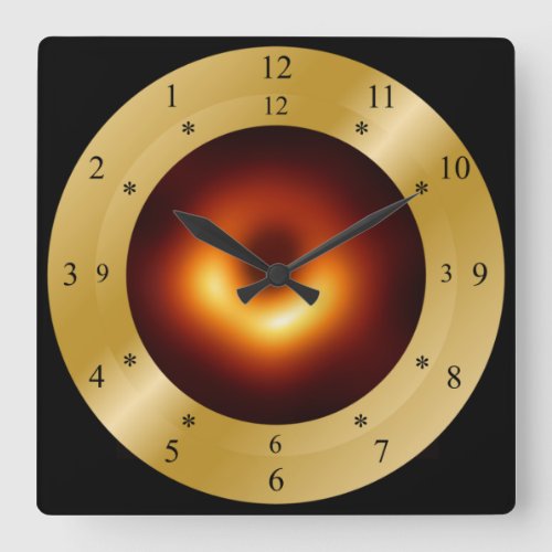 Time Machine ClockMessier 87 GalaxyBlack Hole  Square Wall Clock