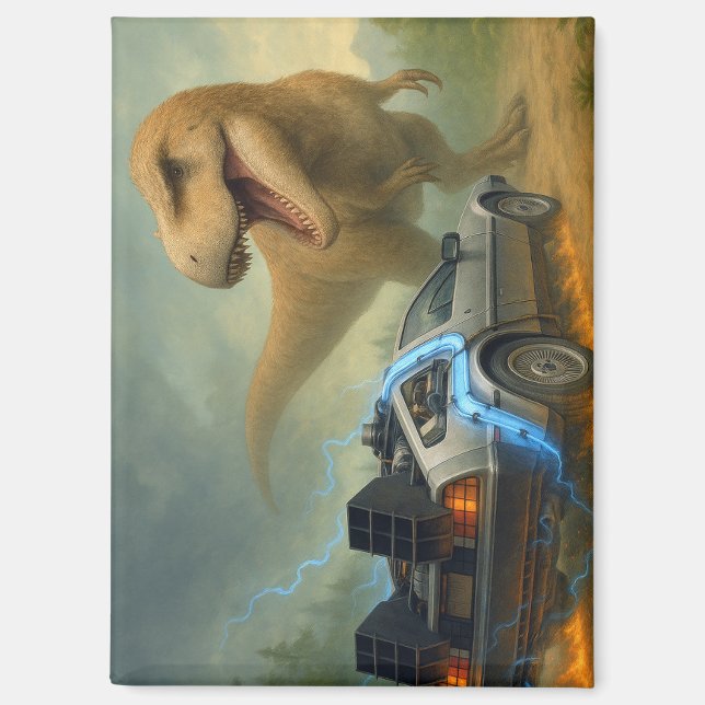 Time Machine DeLorean Makes A Friend Magnet (Front)